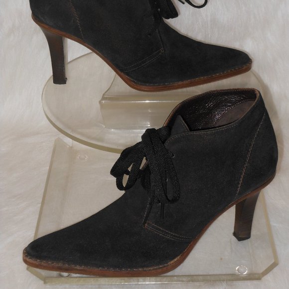 COACH BLACK SUEDE POINTED TOE LACE UP BOOTS SIZE 8.5 MEDIUM - Picture 7 of 7
